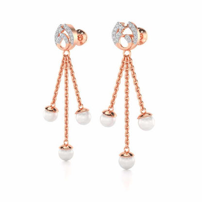 Universe Silver Dangler Earrings - Rose Gold - Image 3