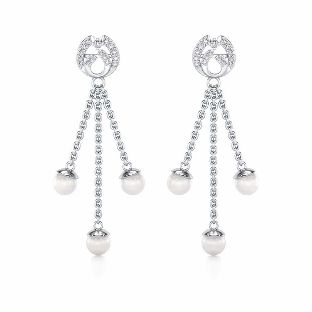 Universe Silver Dangler Earrings - White Gold - Image 1