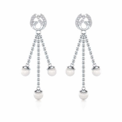 Universe Silver Dangler Earrings - White Gold - Image 1