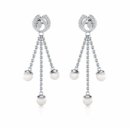 Universe Silver Dangler Earrings - White Gold - Image 2