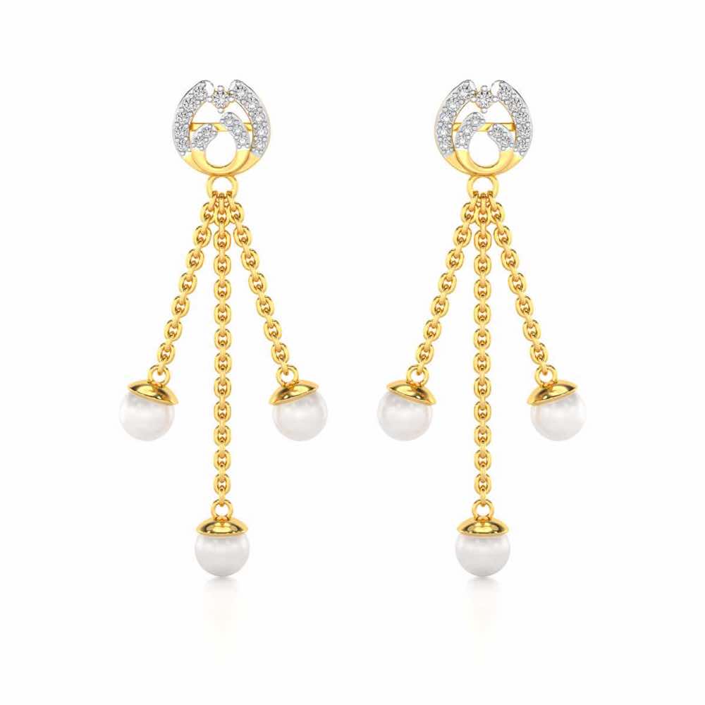 Universe Silver Dangler Earrings - Yellow Gold - Image 1