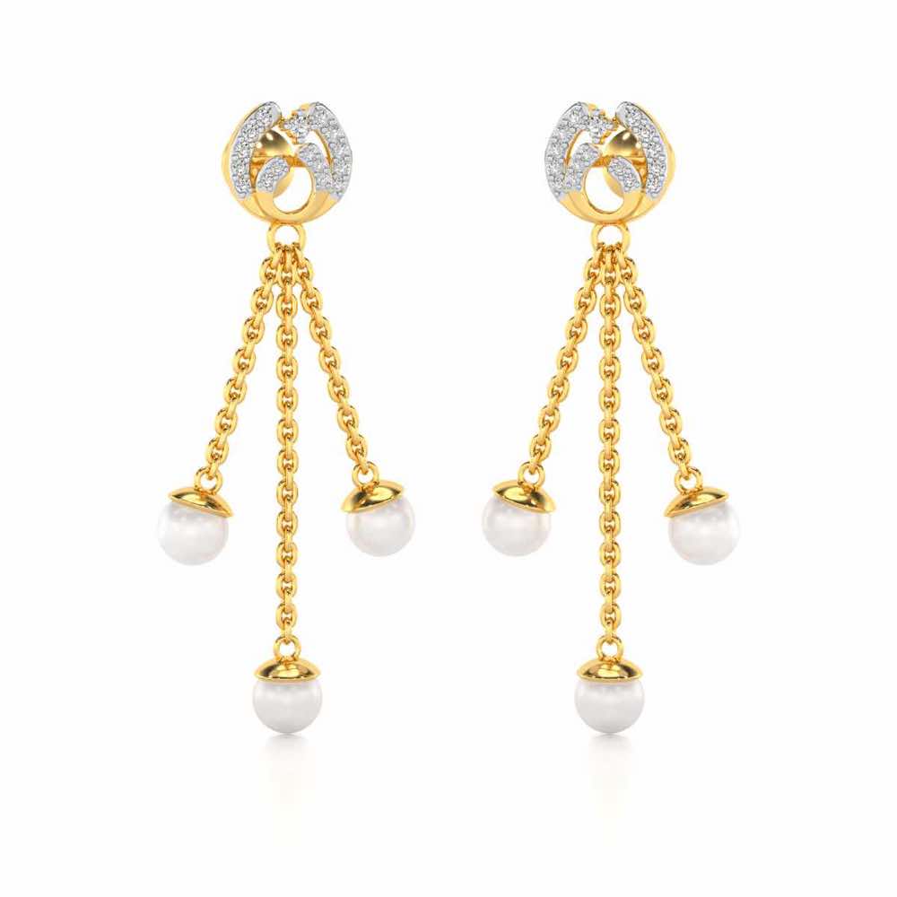 Universe Silver Dangler Earrings - Yellow Gold - Image 2