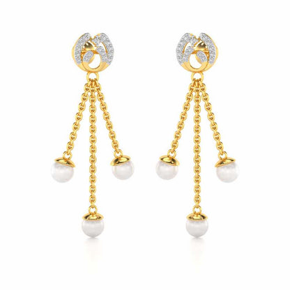 Universe Silver Dangler Earrings - Yellow Gold - Image 2
