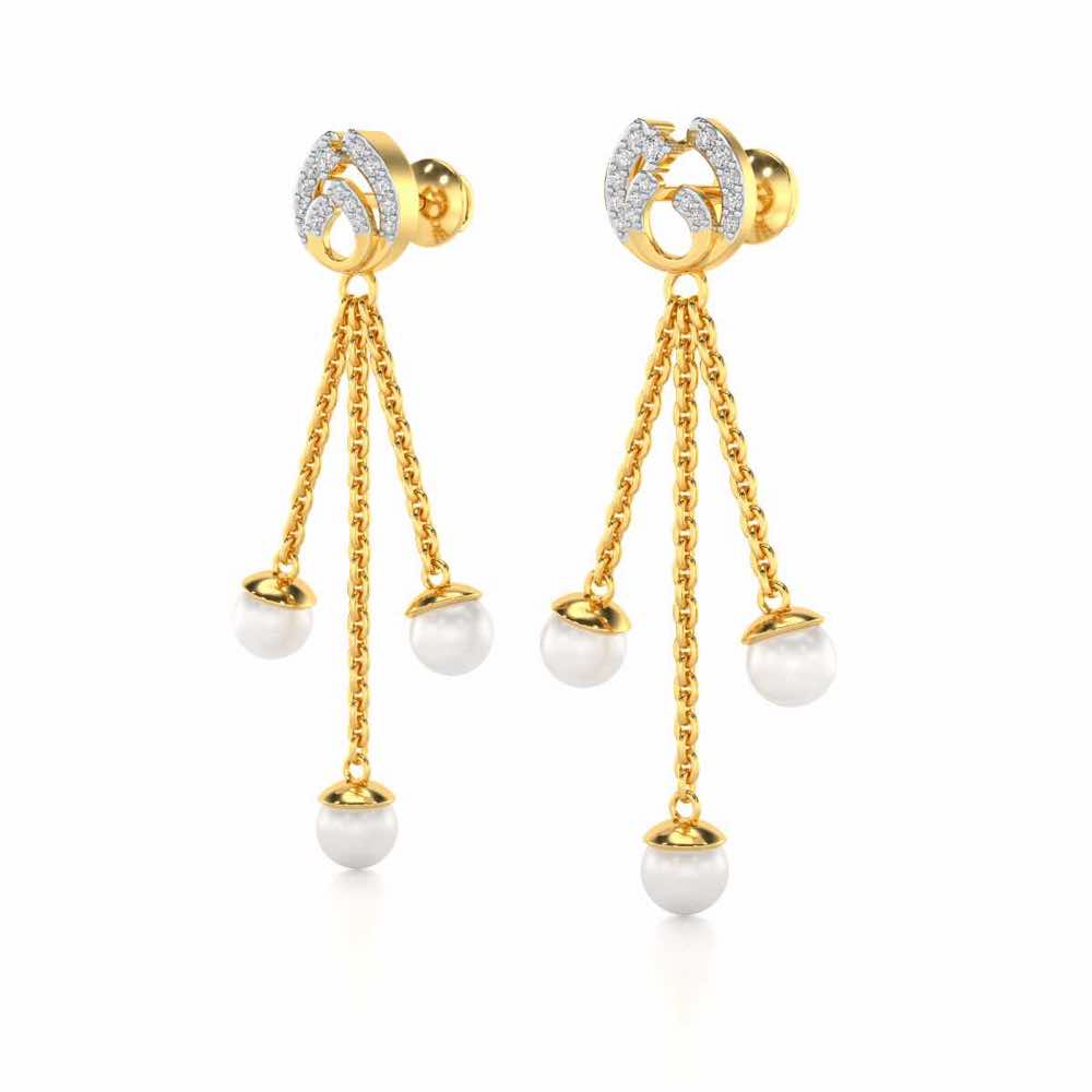 Universe Silver Dangler Earrings - Yellow Gold - Image 3