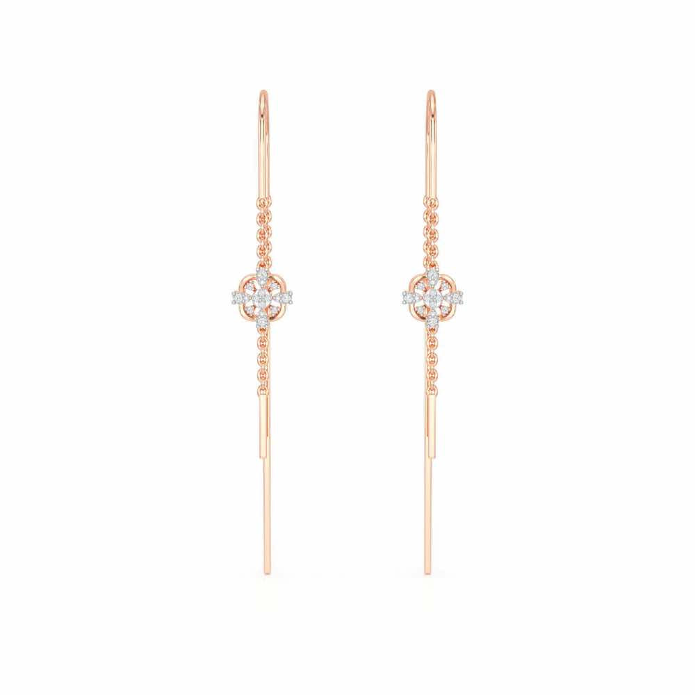 Uno Motif Silver Dangler Earring - Rose Gold - Image 1