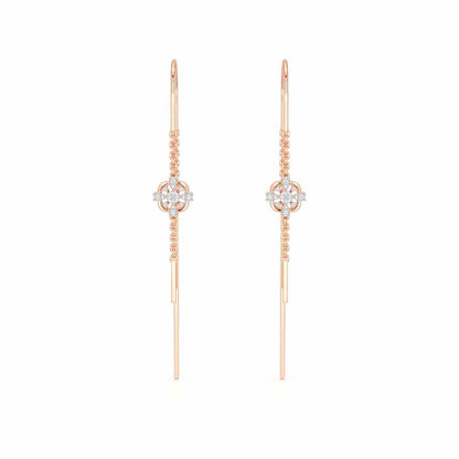 Uno Motif Silver Dangler Earring - Rose Gold - Image 1