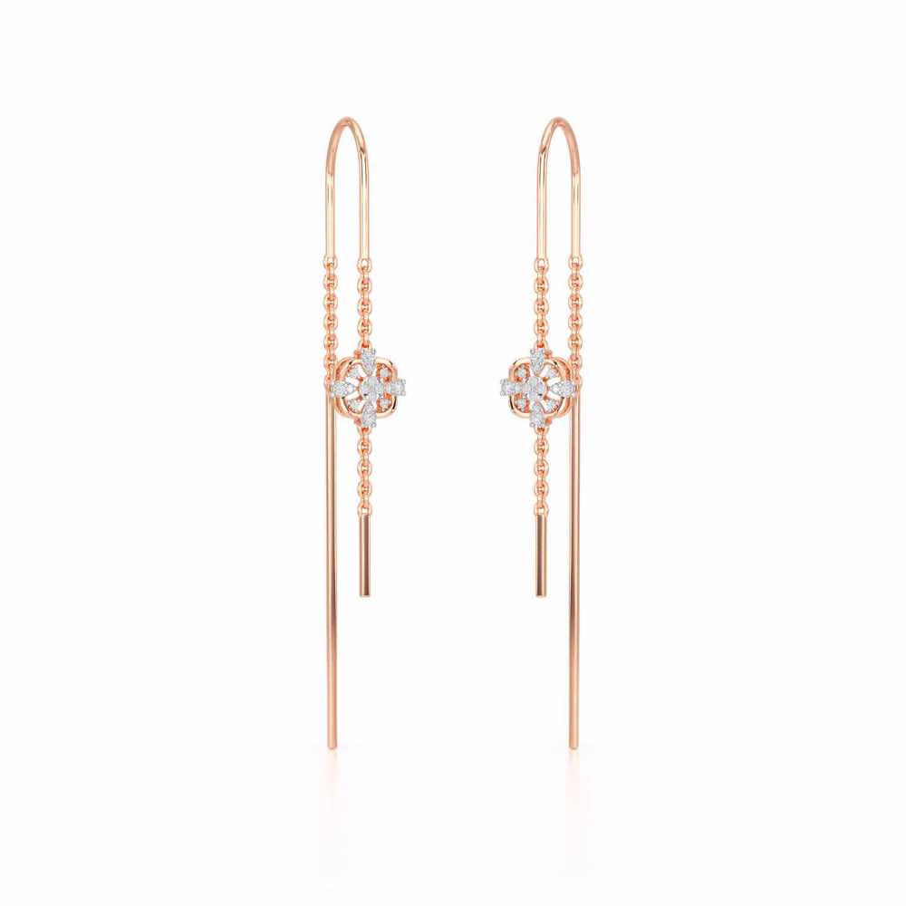 Uno Motif Silver Dangler Earring - Rose Gold - Image 2