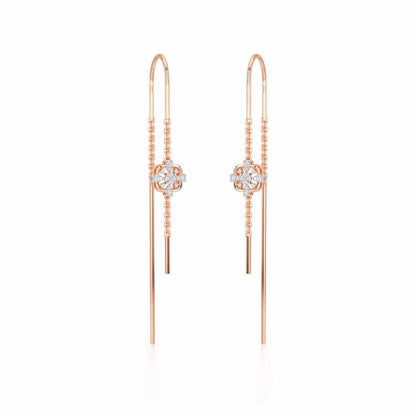 Uno Motif Silver Dangler Earring - Rose Gold - Image 2