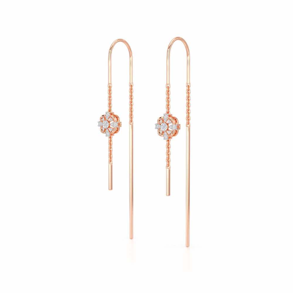 Uno Motif Silver Dangler Earring - Rose Gold - Image 3
