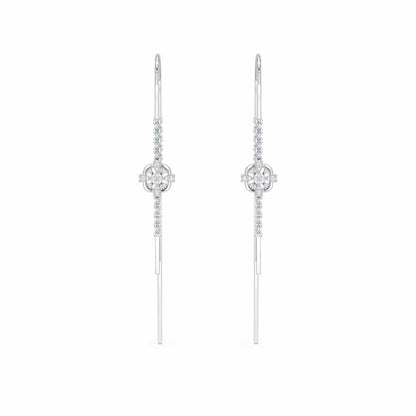 Uno Motif Silver Dangler Earring - White Gold - Image 1