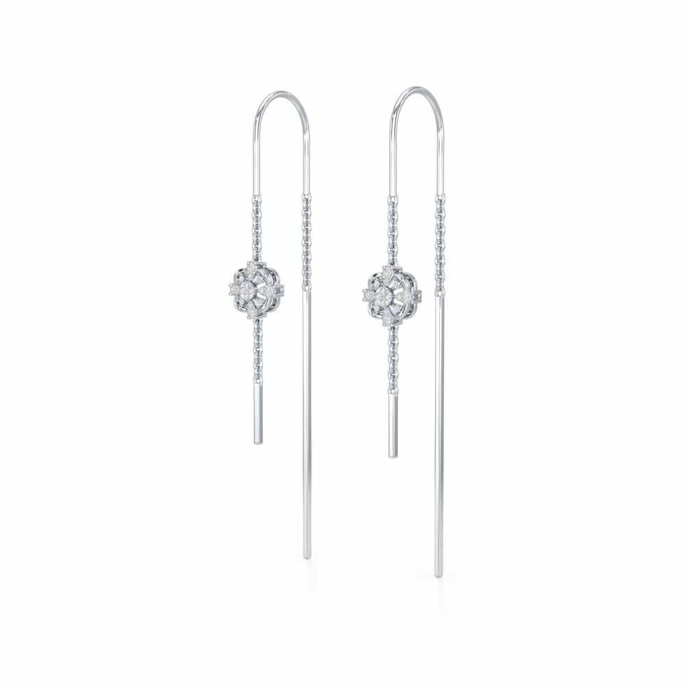 Uno Motif Silver Dangler Earring - White Gold - Image 3
