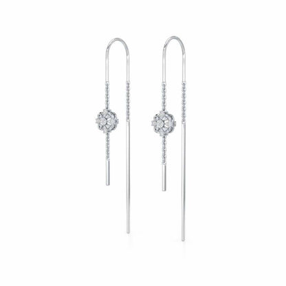 Uno Motif Silver Dangler Earring - White Gold - Image 3