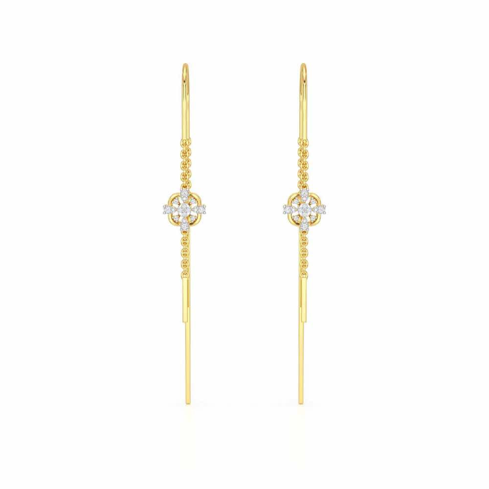Uno Motif Silver Dangler Earring - Yellow Gold - Image 1