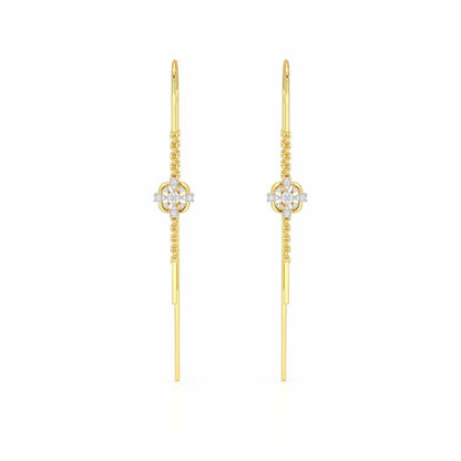 Uno Motif Silver Dangler Earring - Yellow Gold - Image 1