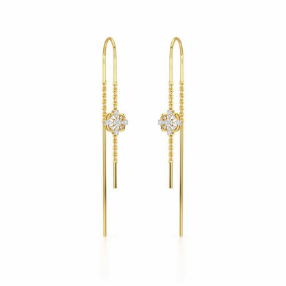 Uno Motif Silver Dangler Earring - Yellow Gold - Image 2
