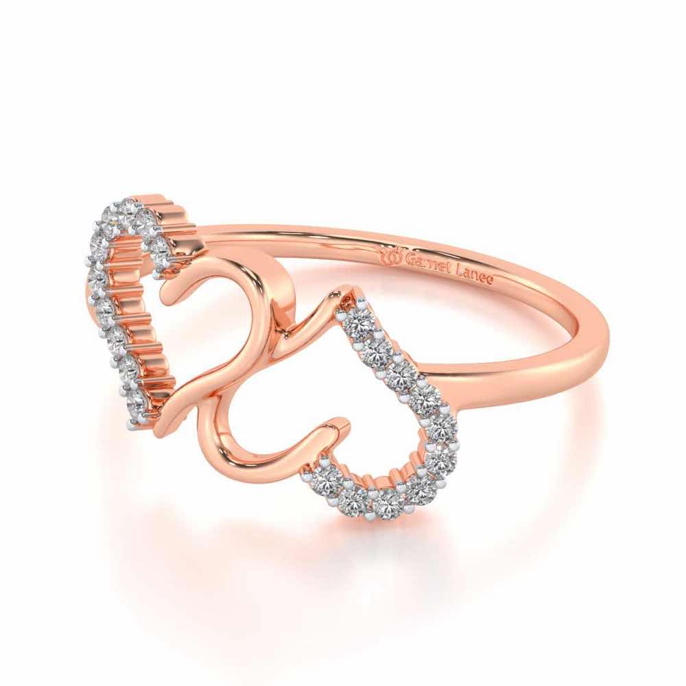 Up-n-Down Heart Silver Ring - Rose Gold - Image 2