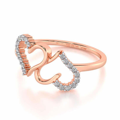 Up-n-Down Heart Silver Ring - Rose Gold - Image 2