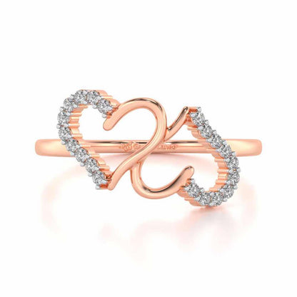 Up-n-Down Heart Silver Ring - Rose Gold - Image 4