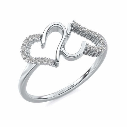 Up-n-Down Heart Silver Ring - White Gold - Image 1