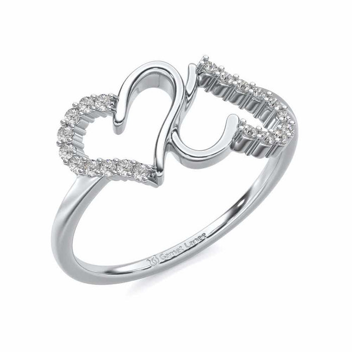 Up-n-Down Heart Silver Ring - White Gold - Image 1