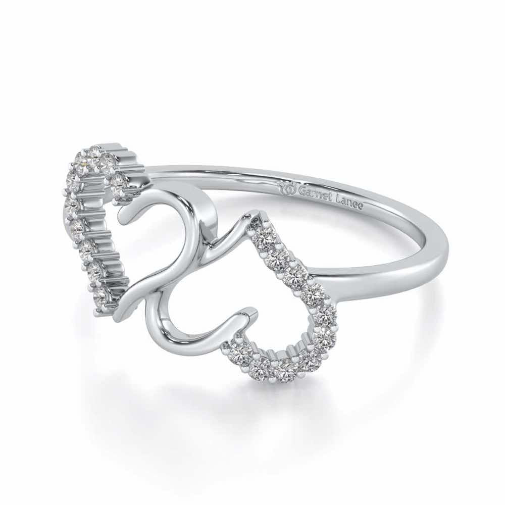 Up-n-Down Heart Silver Ring - White Gold - Image 2