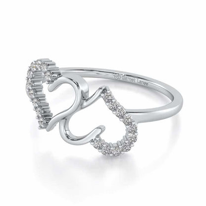 Up-n-Down Heart Silver Ring - White Gold - Image 2