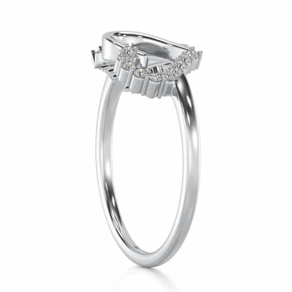 Up-n-Down Heart Silver Ring - White Gold - Image 3