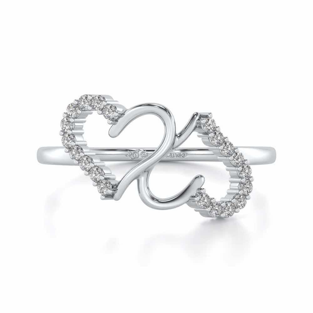 Up-n-Down Heart Silver Ring - White Gold - Image 4