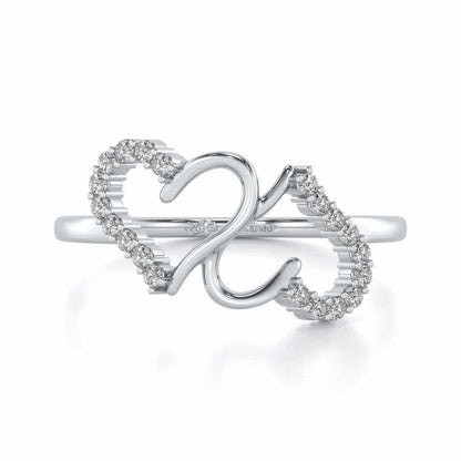 Up-n-Down Heart Silver Ring - White Gold - Image 4