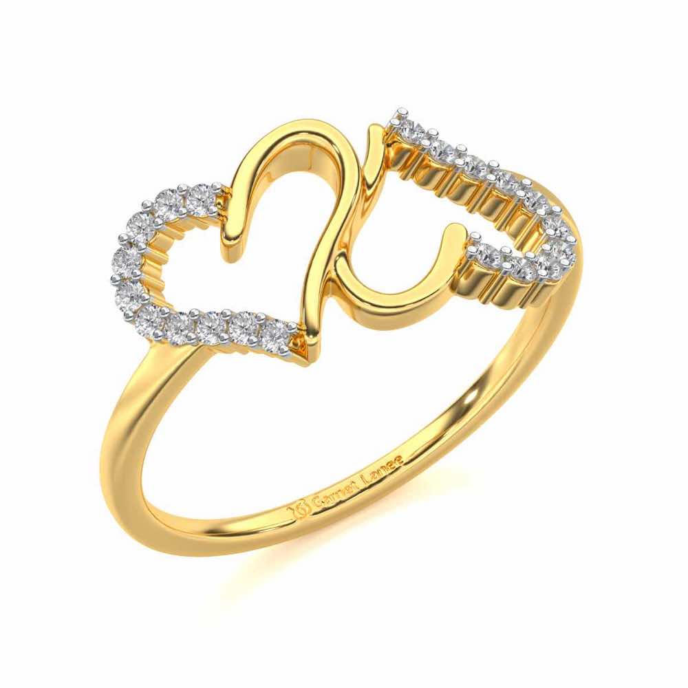 Up-n-Down Heart Silver Ring - Yellow Gold - Image 1