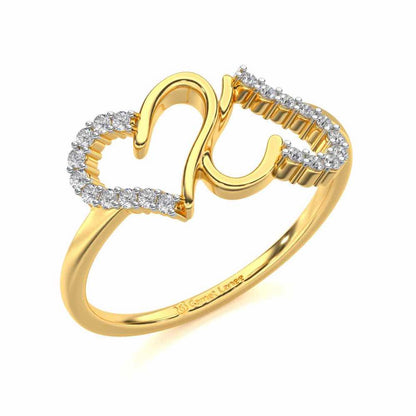 Up-n-Down Heart Silver Ring - Yellow Gold - Image 1