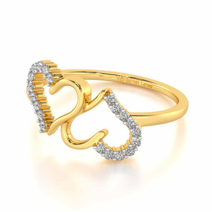 Up-n-Down Heart Silver Ring - Yellow Gold - Image 2