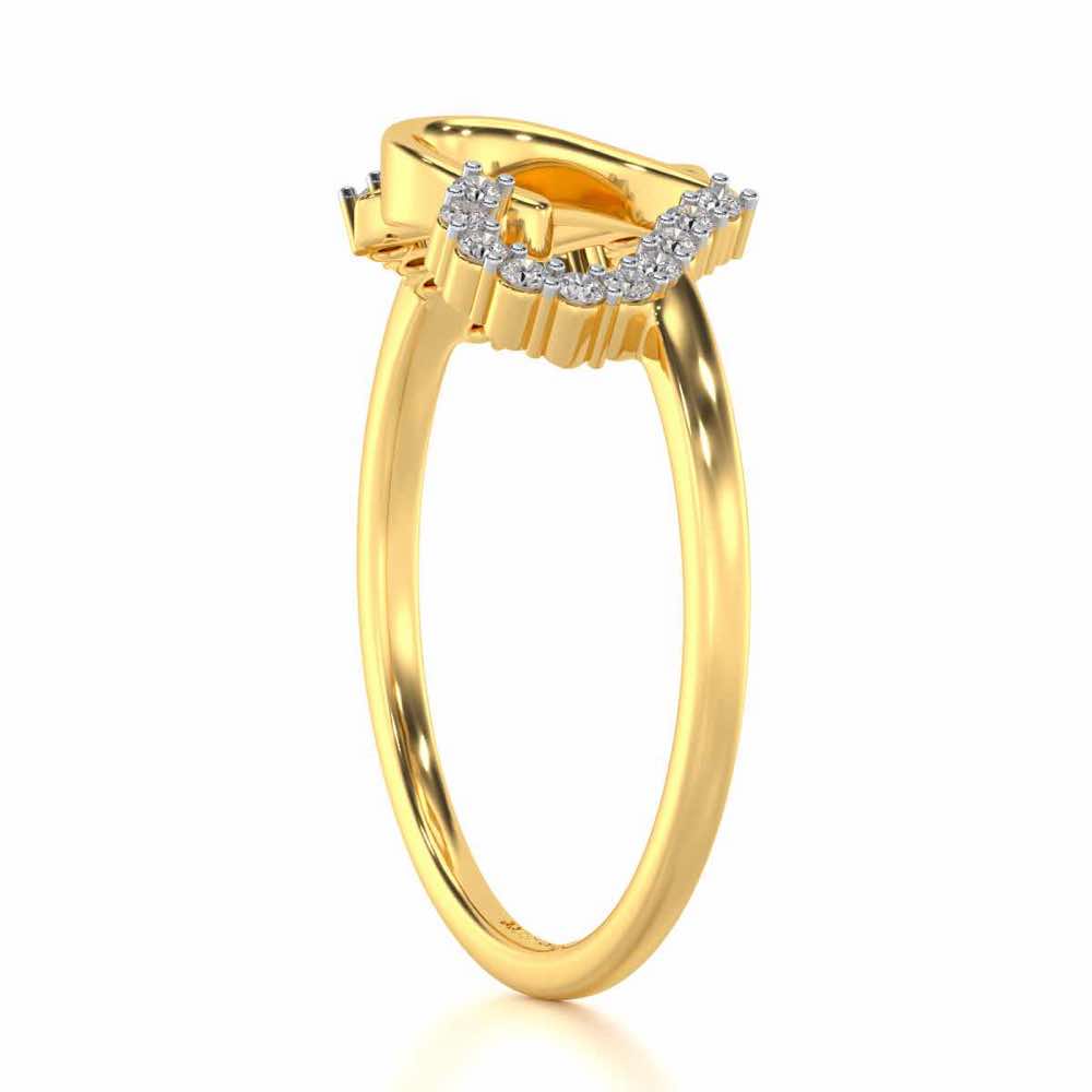Up-n-Down Heart Silver Ring - Yellow Gold - Image 3