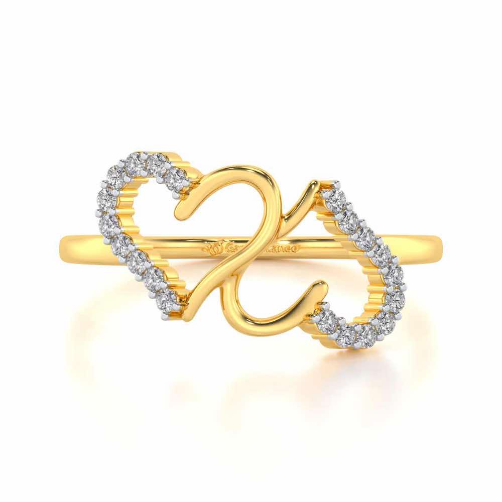 Up-n-Down Heart Silver Ring - Yellow Gold - Image 4