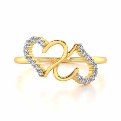 Up-n-Down Heart Silver Ring - Yellow Gold - Image 4