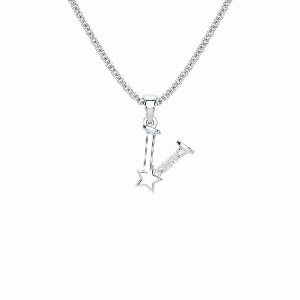 V-Glint Silver Pendant - White Gold - Image 1