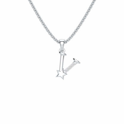 V-Glint Silver Pendant - White Gold - Image 1