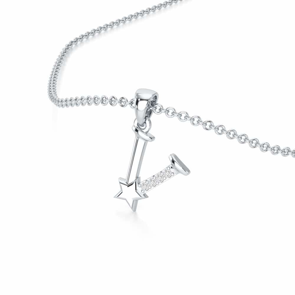 V-Glint Silver Pendant - White Gold - Image 2