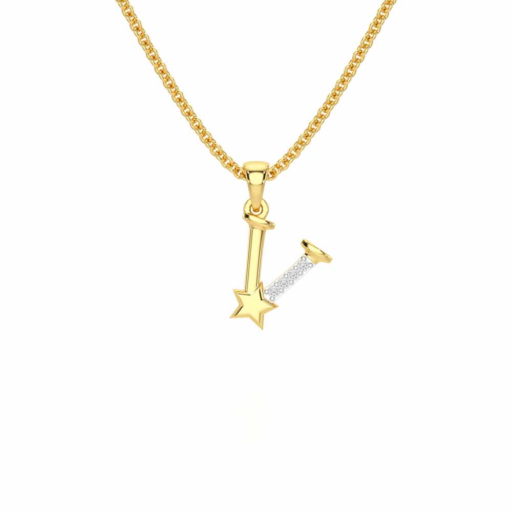 V-Glint Silver Pendant - Yellow Gold - Image 1
