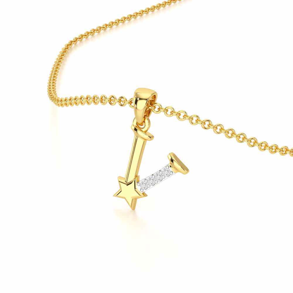 V-Glint Silver Pendant - Yellow Gold - Image 2