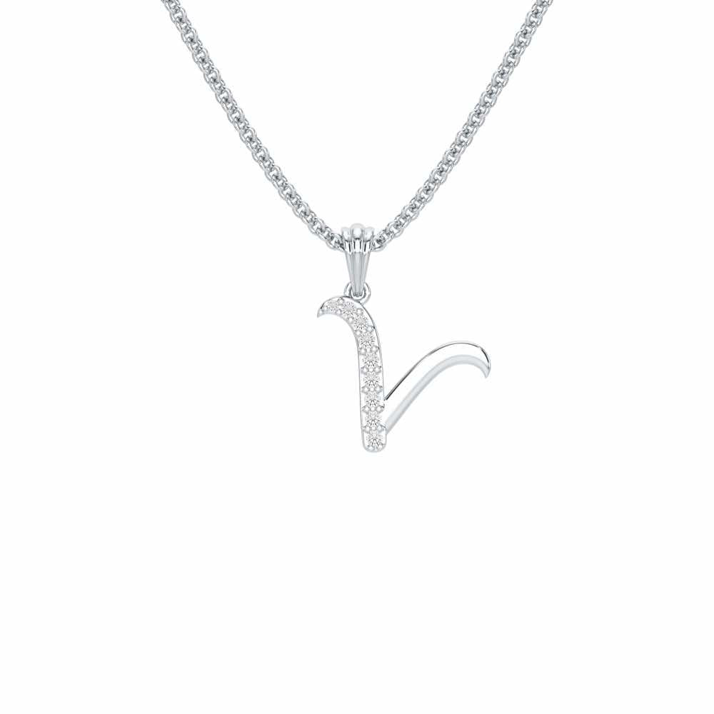 V-Luke Silver Pendant - White Gold - Image 1