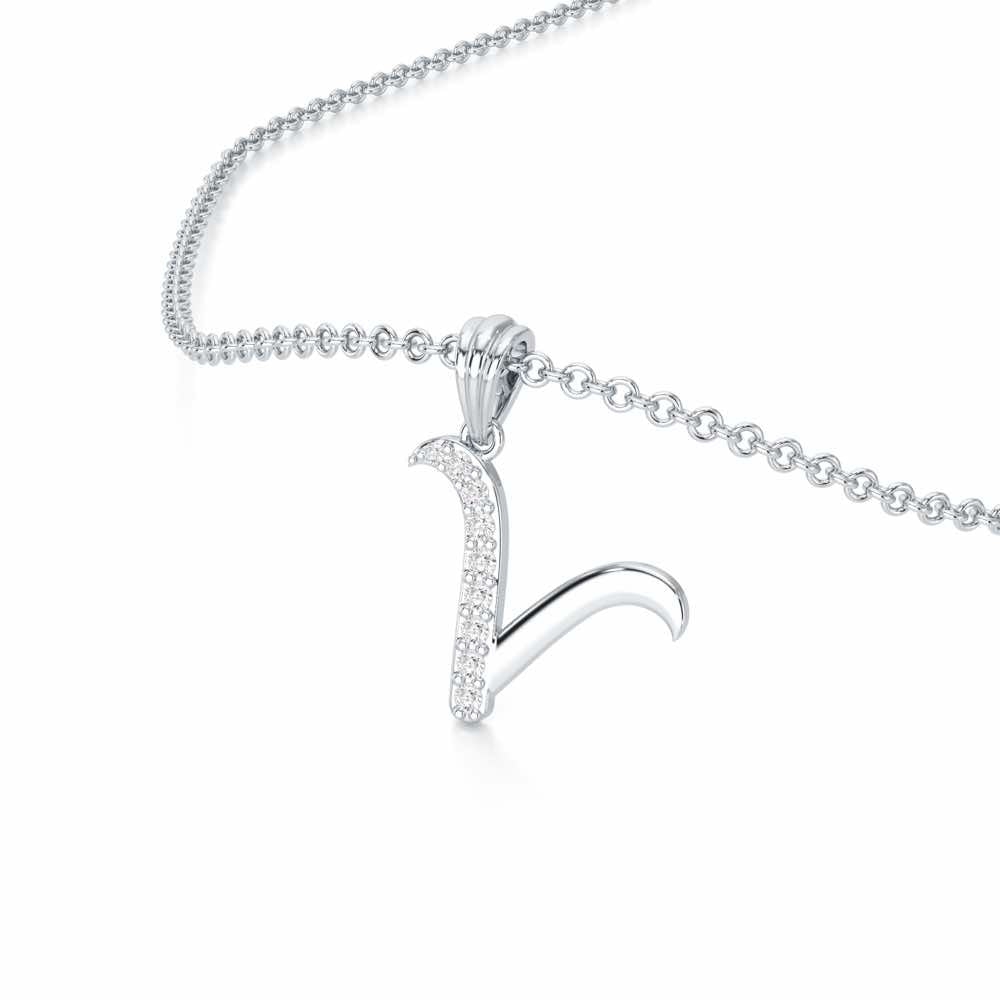 V-Luke Silver Pendant - White Gold - Image 2