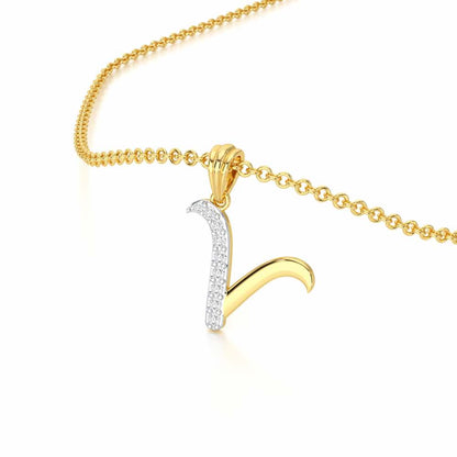 V-Luke Silver Pendant - Yellow Gold - Image 2