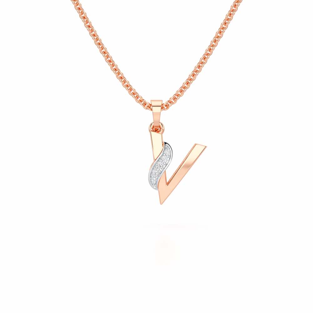 V-Spark Silver Pendant - Rose Gold - Image 1