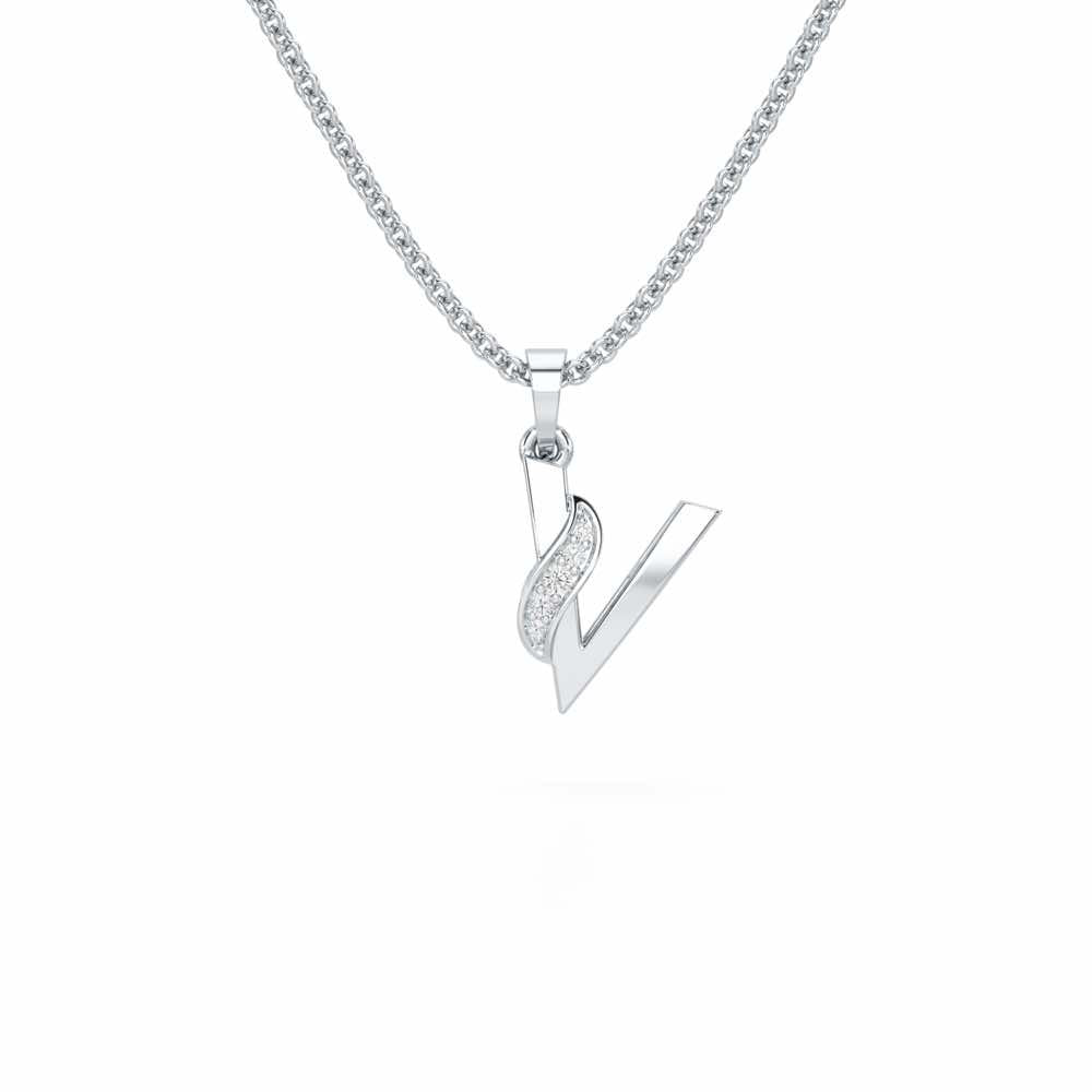 V-Spark Silver Pendant - White Gold - Image 1