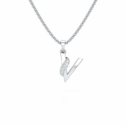 V-Spark Silver Pendant - White Gold - Image 1