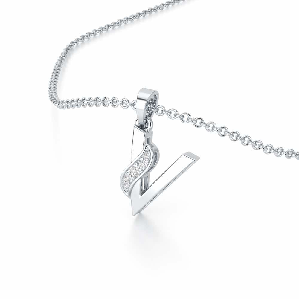 V-Spark Silver Pendant - White Gold - Image 2