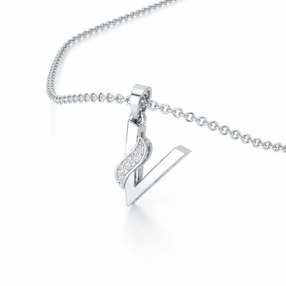 V-Spark Silver Pendant - White Gold - Image 2