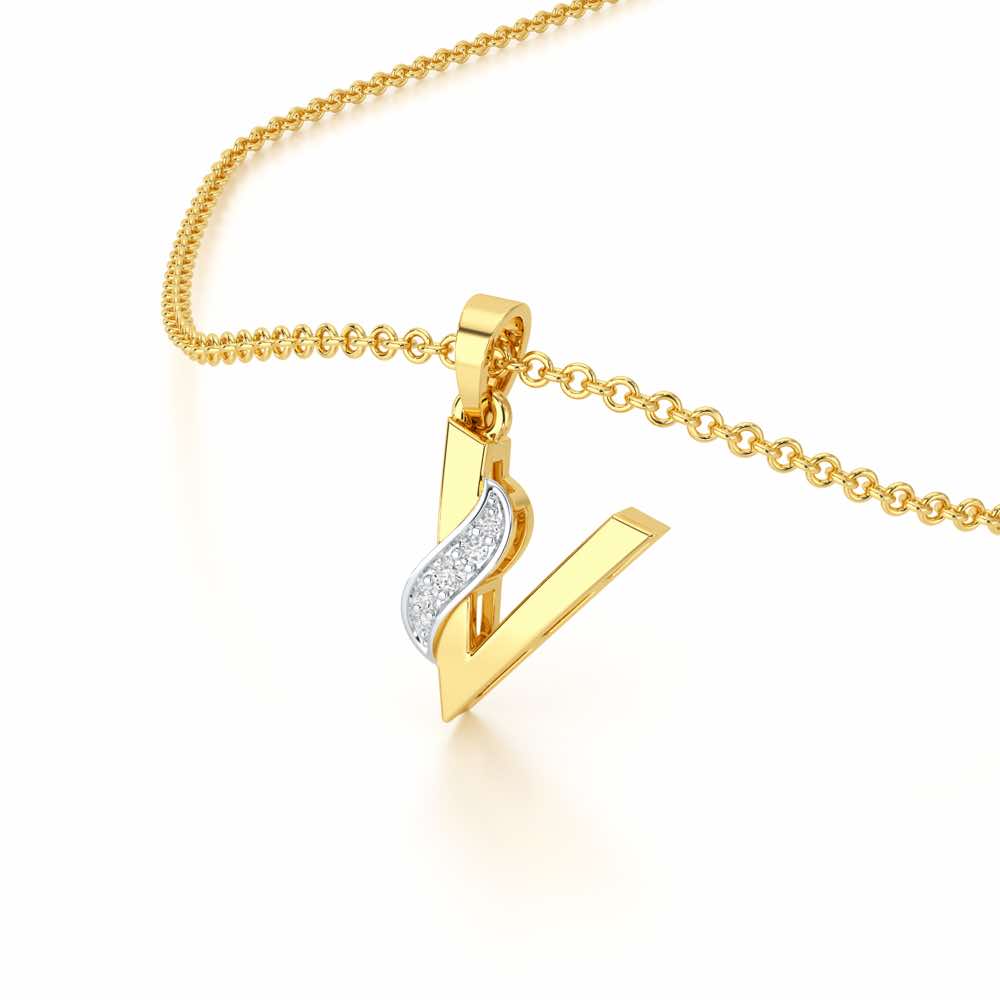 V-Spark Silver Pendant - Yellow Gold - Image 2