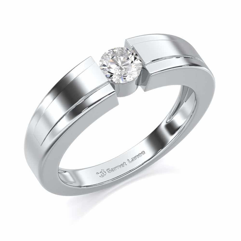 Valor Spark Men Solitaire Ring - White Gold - Image 1
